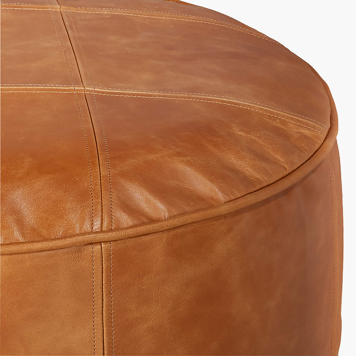 ROUND SADDLE LEATHER POUF OTTOMAN thumbnail 4