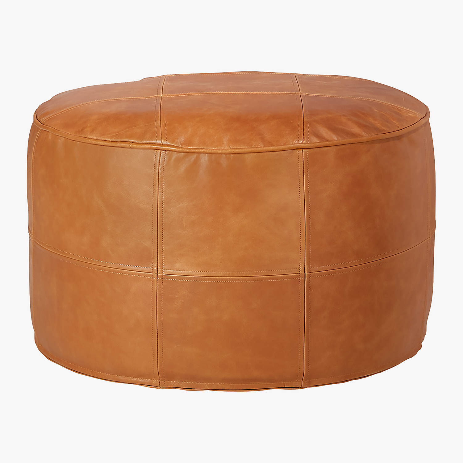 ROUND SADDLE LEATHER POUF OTTOMAN thumbnail 5