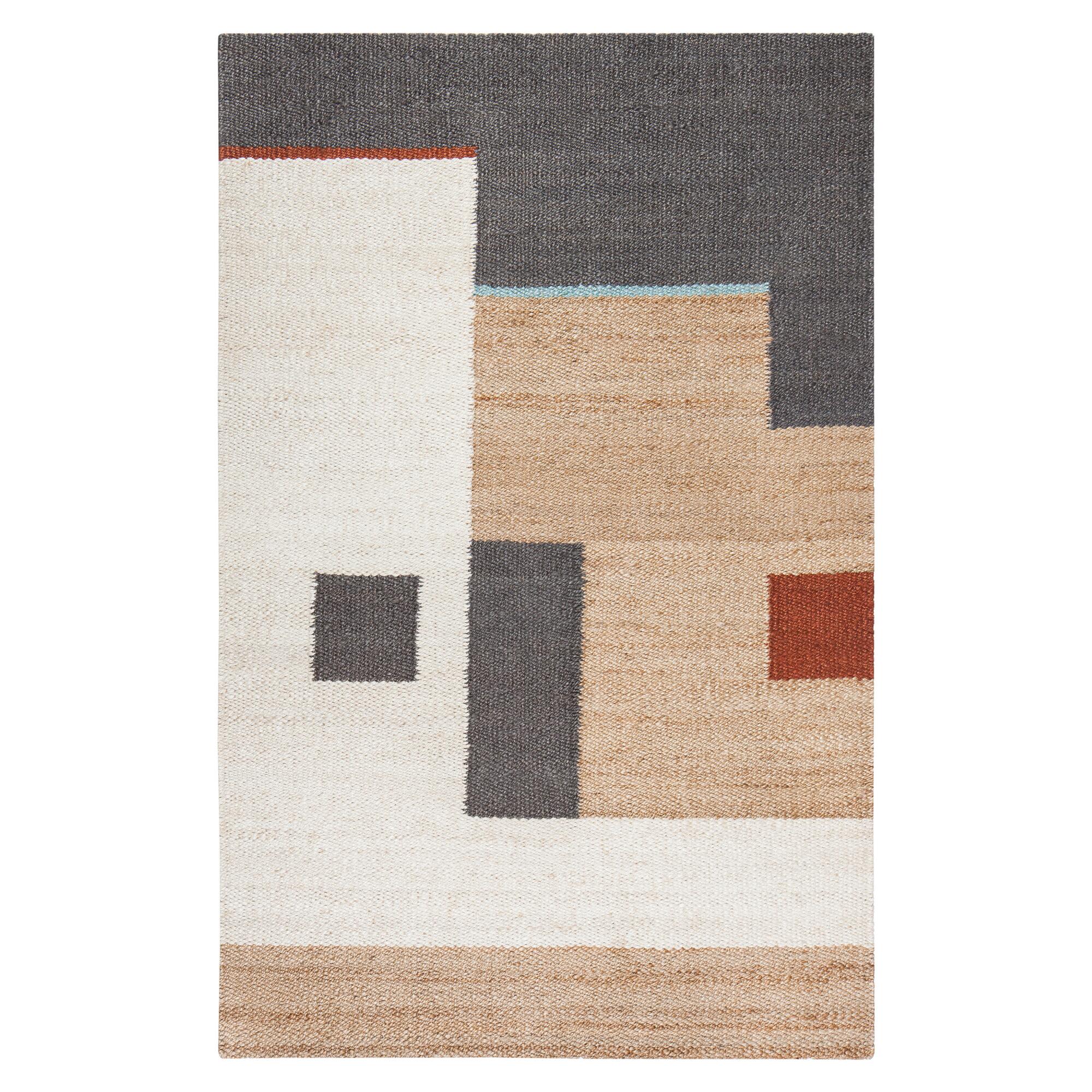 Tan And Ivory Abstract Woven Jute Heera Area Rug — view 1