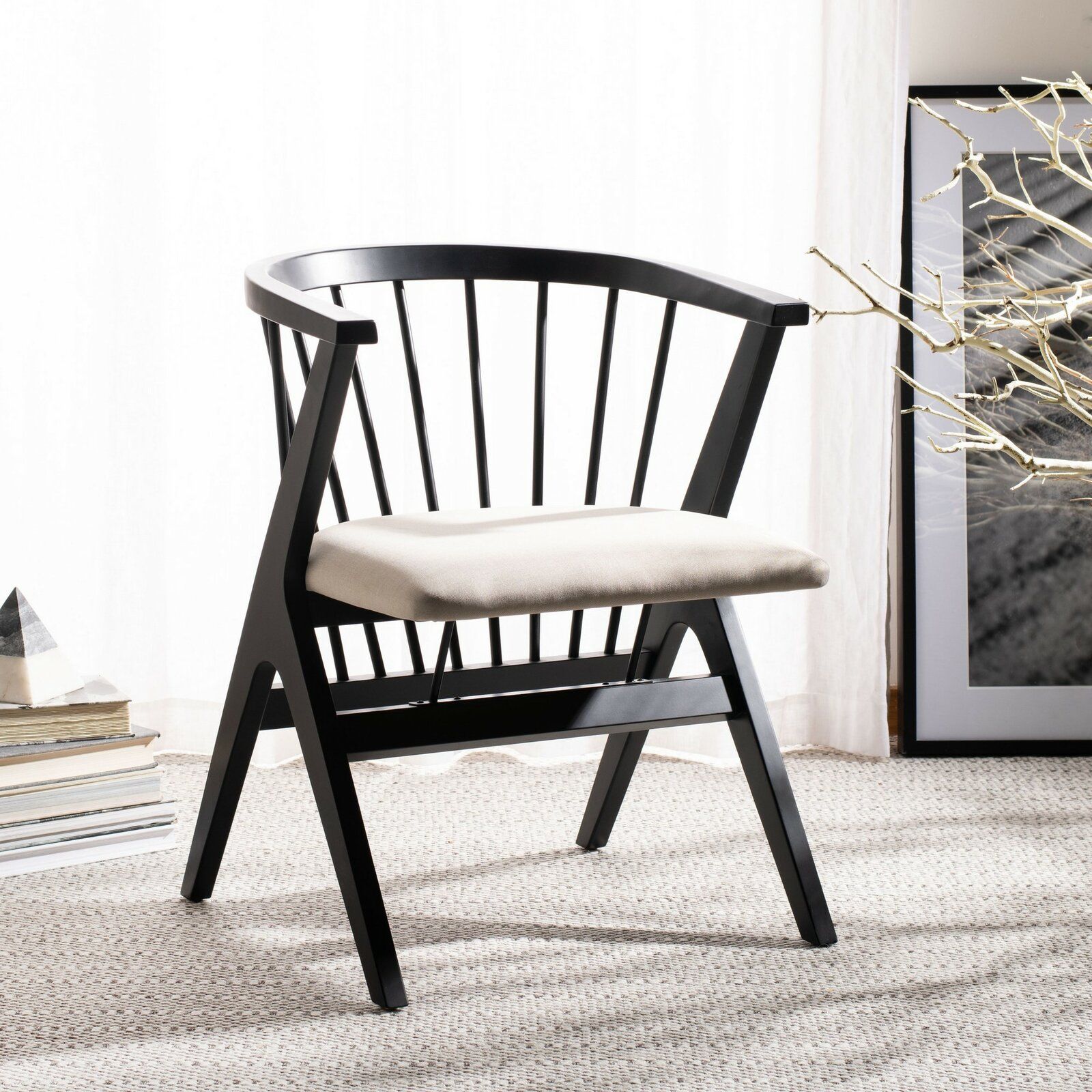 Spindle Slat Back Side Chair in Black Set of 2 thumbnail 6