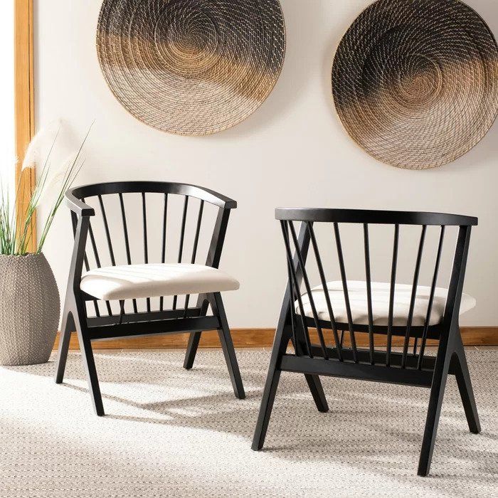 Spindle Slat Back Side Chair in Black Set of 2 thumbnail 8