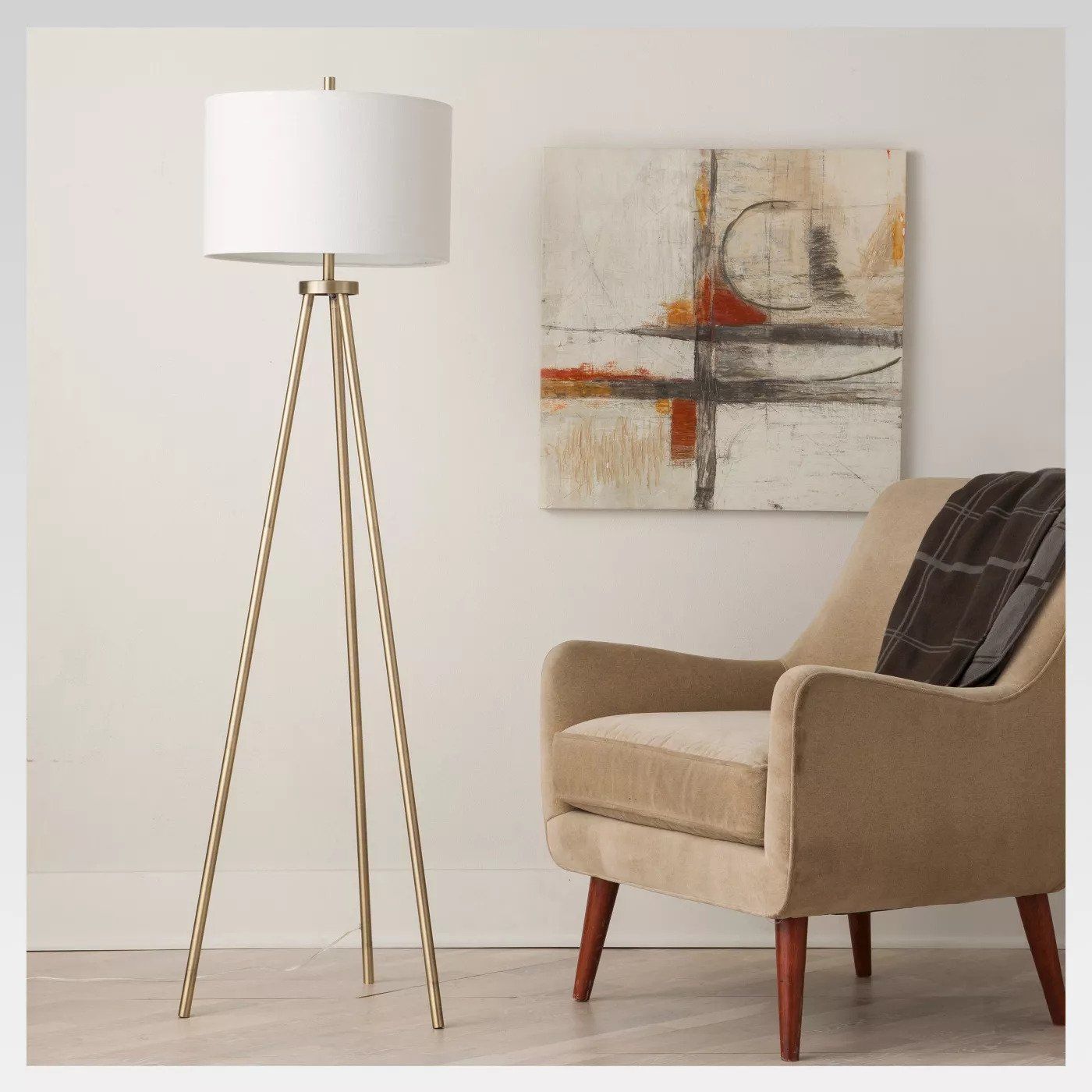 Ellis Tripod Floor Lamp Brass — view 1