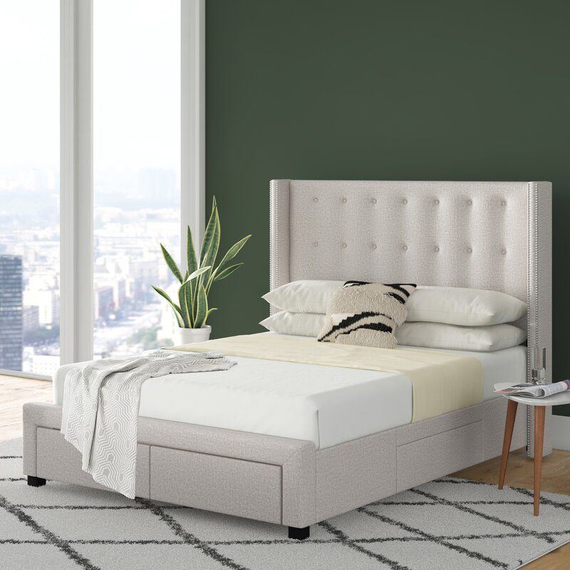 Beige Aadya Tufted Upholstered Storage Standard Bed thumbnail 2