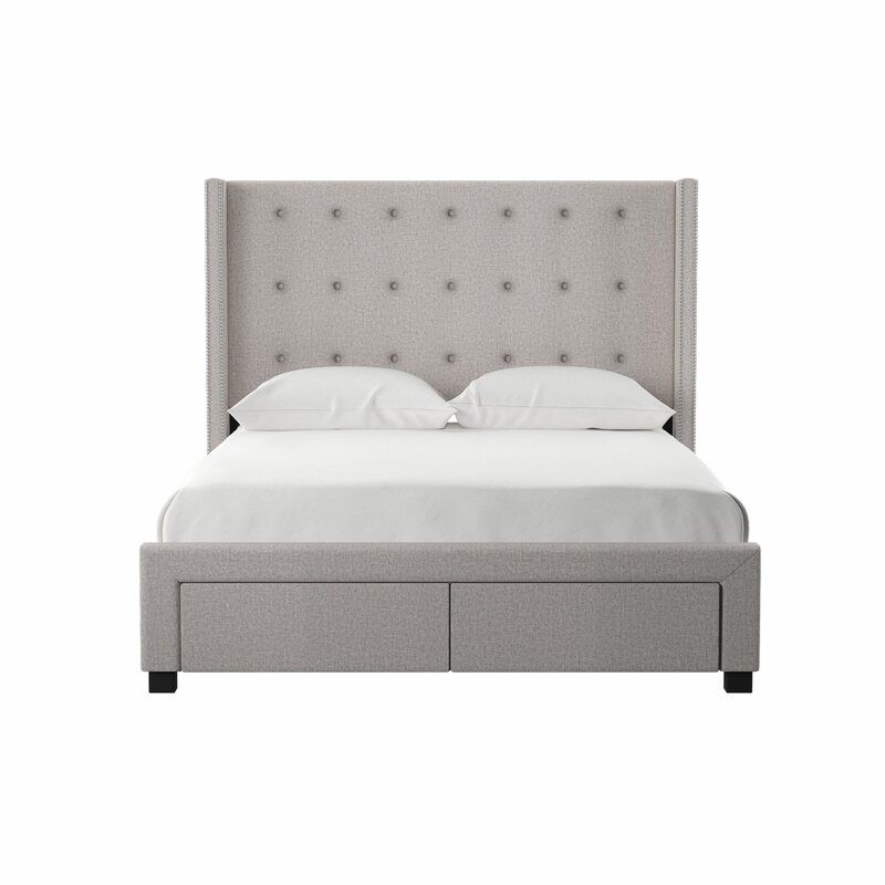 Beige Aadya Tufted Upholstered Storage Standard Bed thumbnail 3