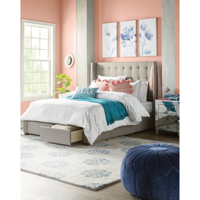 Beige Aadya Tufted Upholstered Storage Standard Bed thumbnail 4