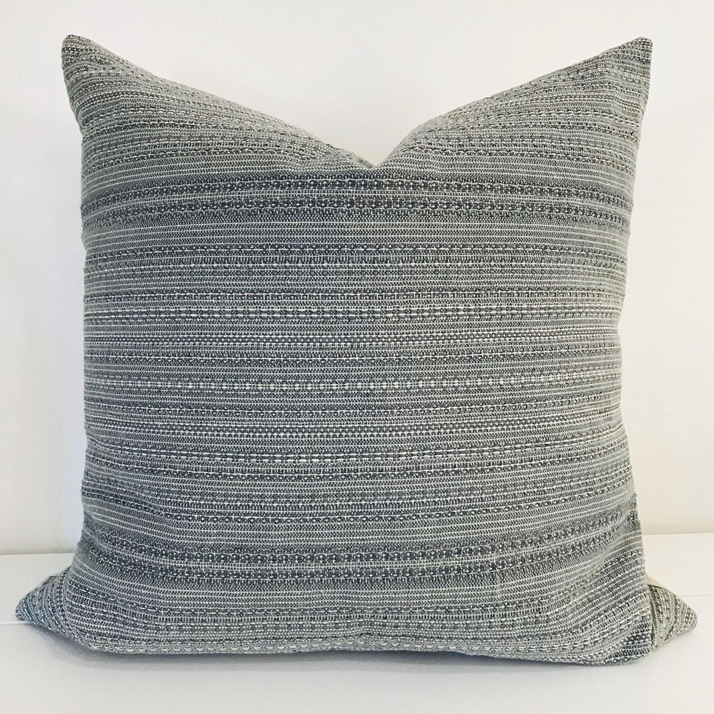 Boho Blue Pillow Cover Textured Stripe Pillow Cover — view 1