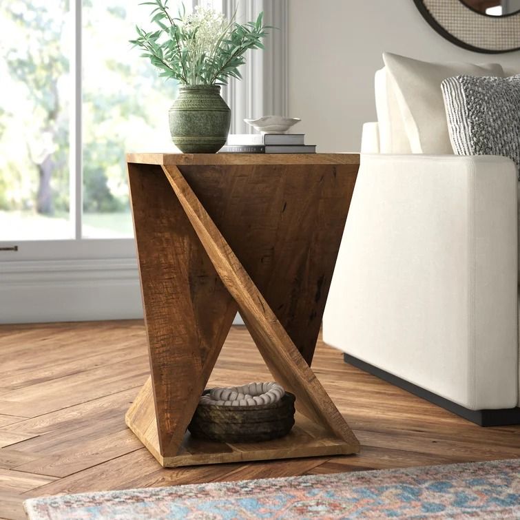 Solid Wood Abstract End Table thumbnail 2
