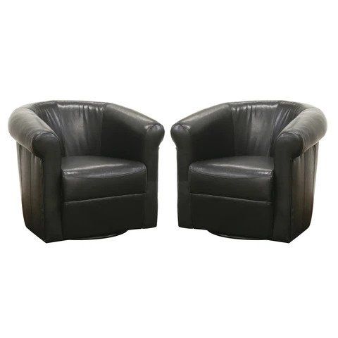 Baxton Studio Julian Black Brown Faux Leather Club Chair — view 1