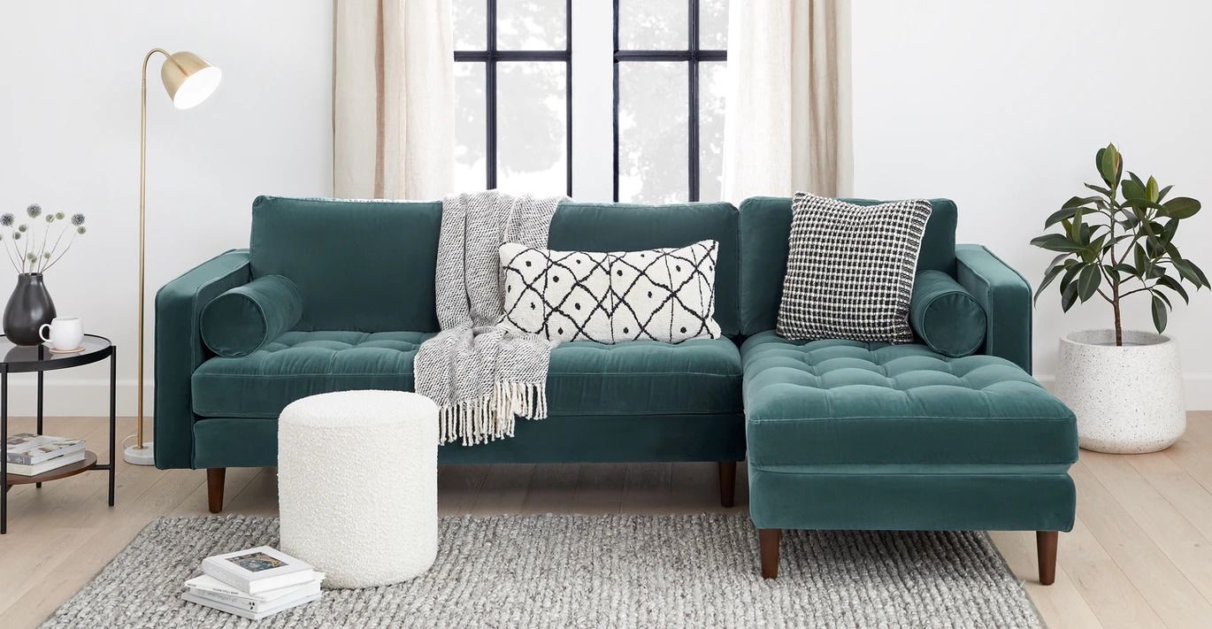 Sven Pacific Blue Right Sectional Sofa thumbnail 2