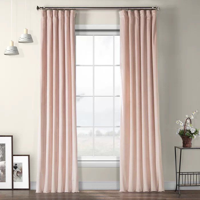 Livia Velvet Solid Color Room Darkening Thermal Rod Pocket Single Curtain Panel — view 1