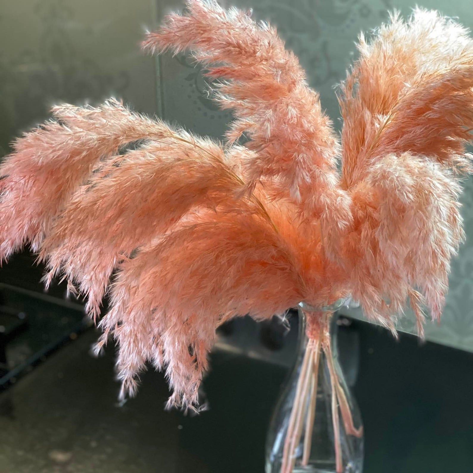 Pink pampas grass Dried flower bouquet Tall centerpieces Wedding arch flower — view 1