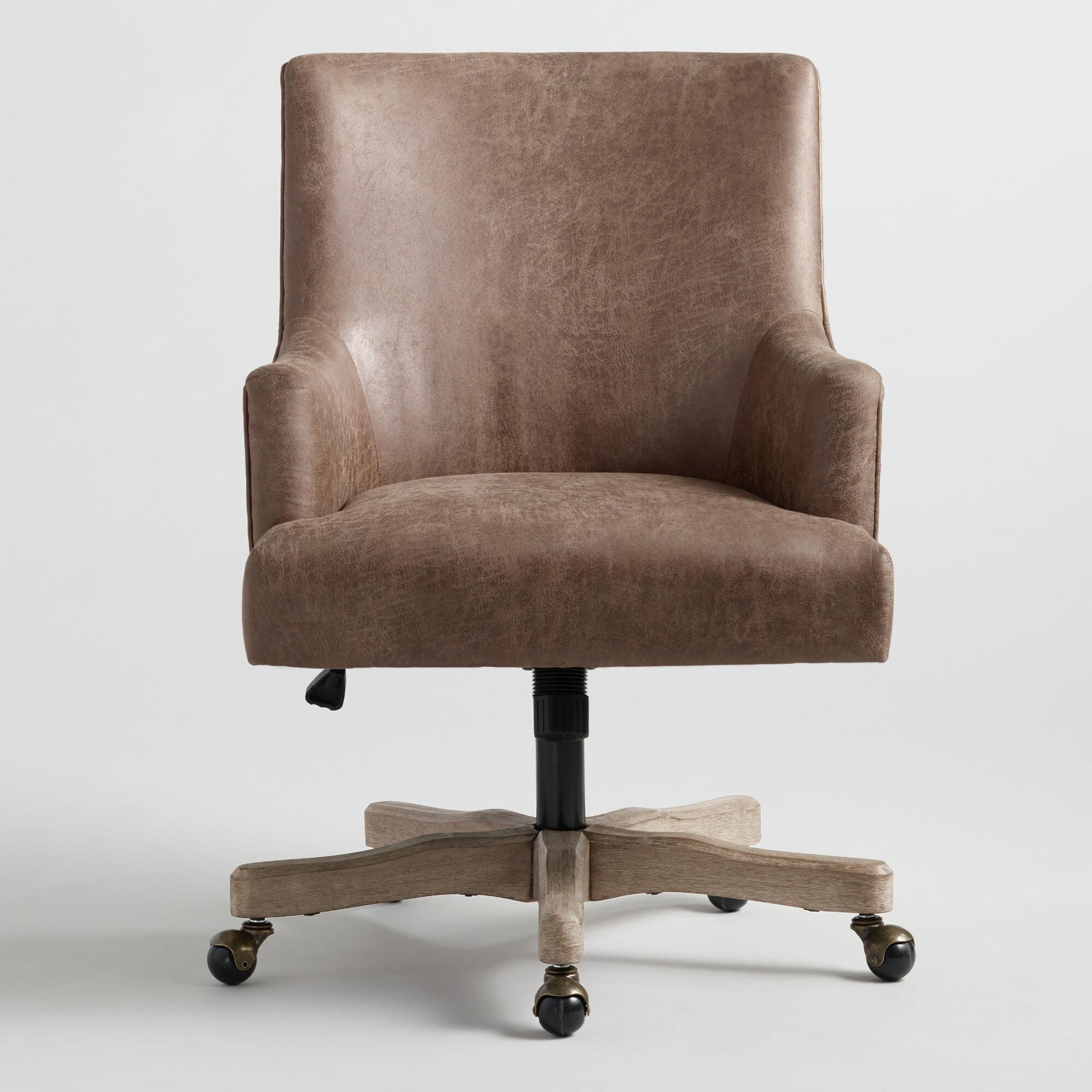 Brown Faux Leather James Upholstered Office Chair — view 1