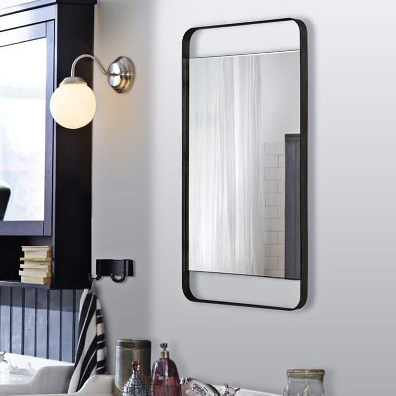 Tiffey Charcoal Gray Rectangular Wall Mirror — view 1
