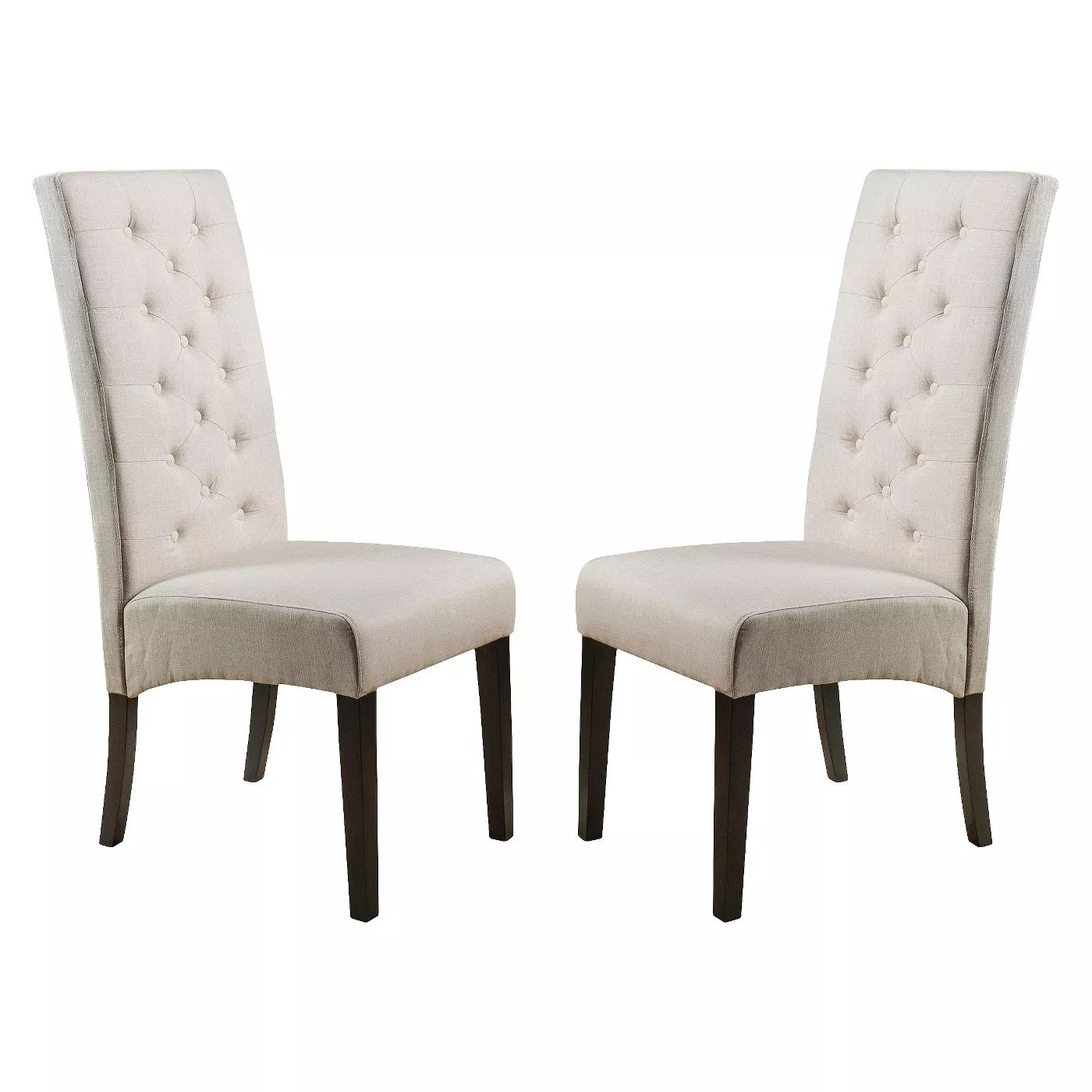 Set of 2 Linden Tall Back Natural Fabric Dining Chairs Natural thumbnail 2