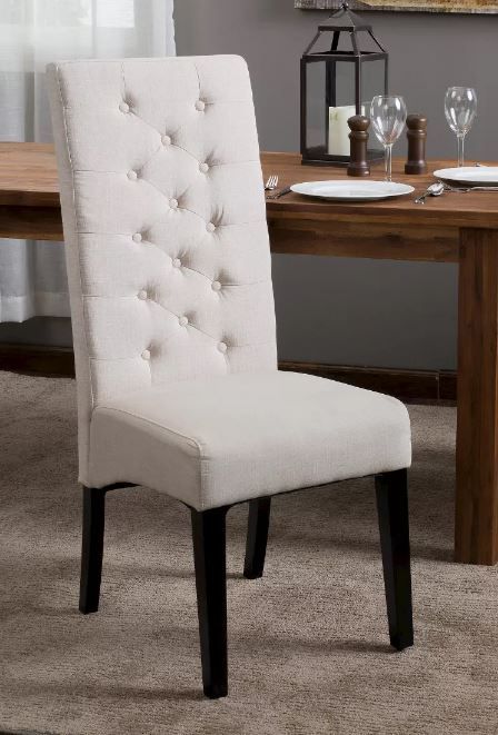 Set of 2 Linden Tall Back Natural Fabric Dining Chairs Natural thumbnail 3