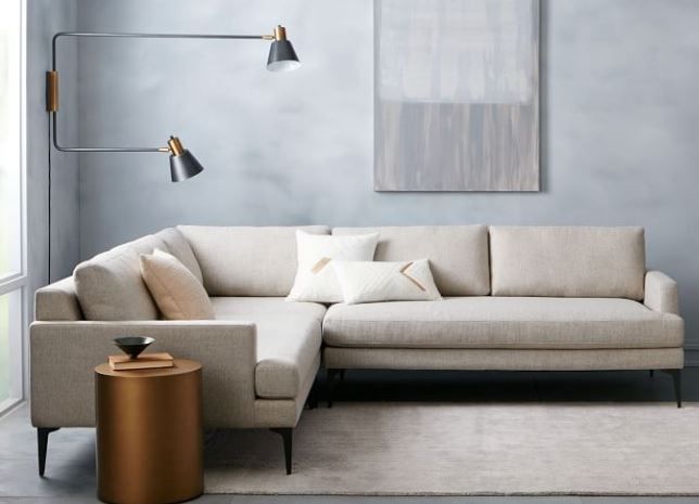 Modular - Andes Sectional in Distressed Velvet, Ink Blue thumbnail 4