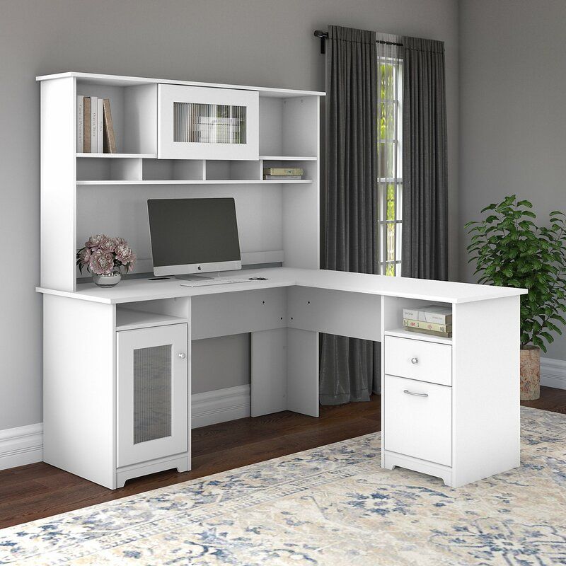 Hillsdale L Shape Executive Desk with Hutch thumbnail 2