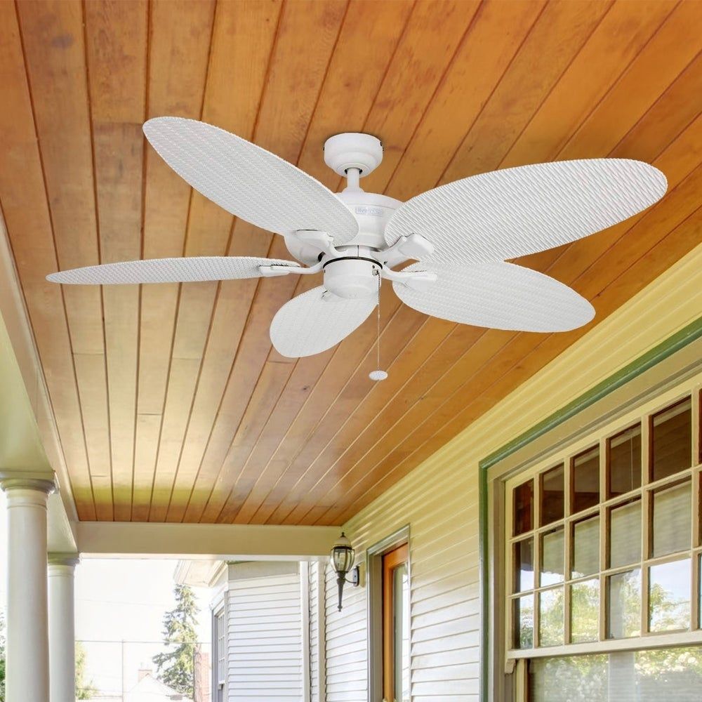 Honeywell Duvall Tropical Ceiling Fan, Five Wet Rated Wicker Blades, IndoorOutdoor, White 52Inch — view 1