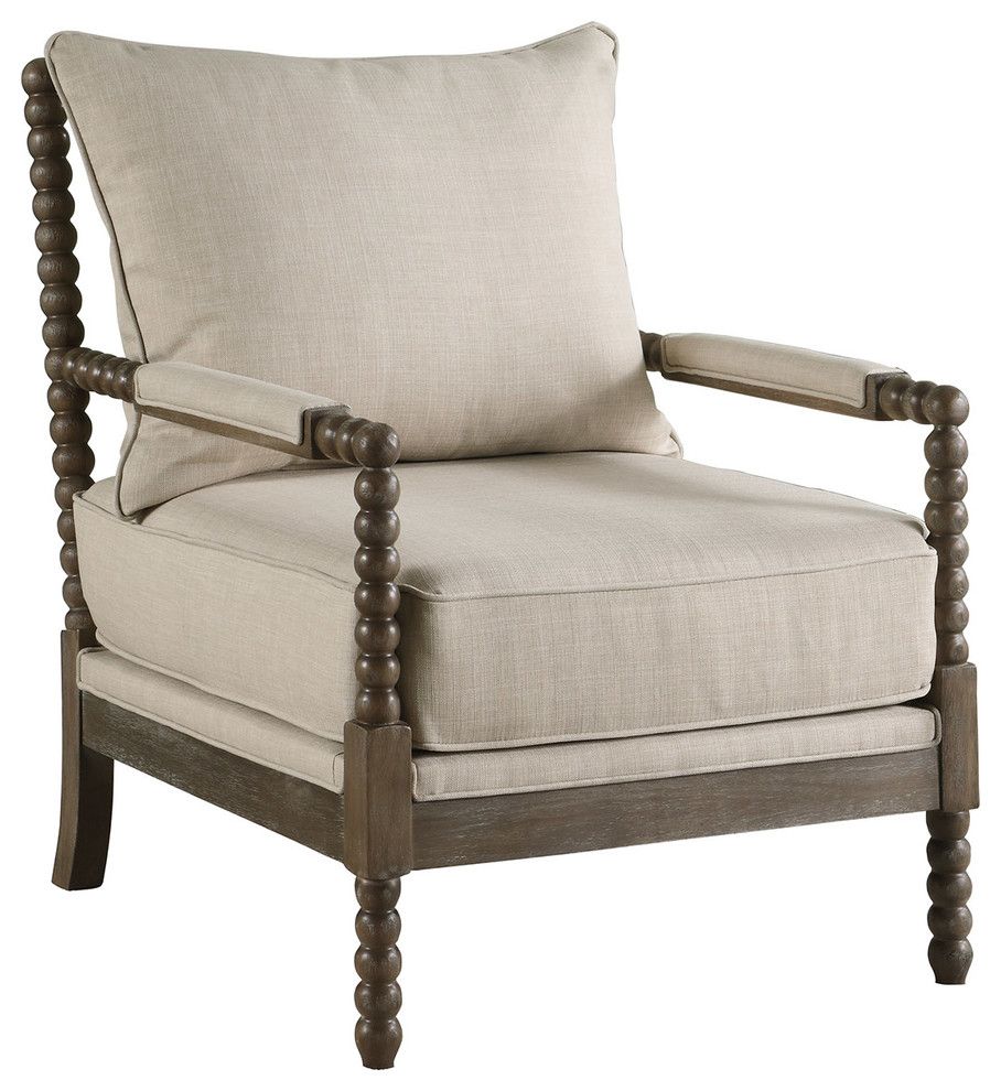 Living Room Accent Chair In Rustic Oak in Beige — view 1
