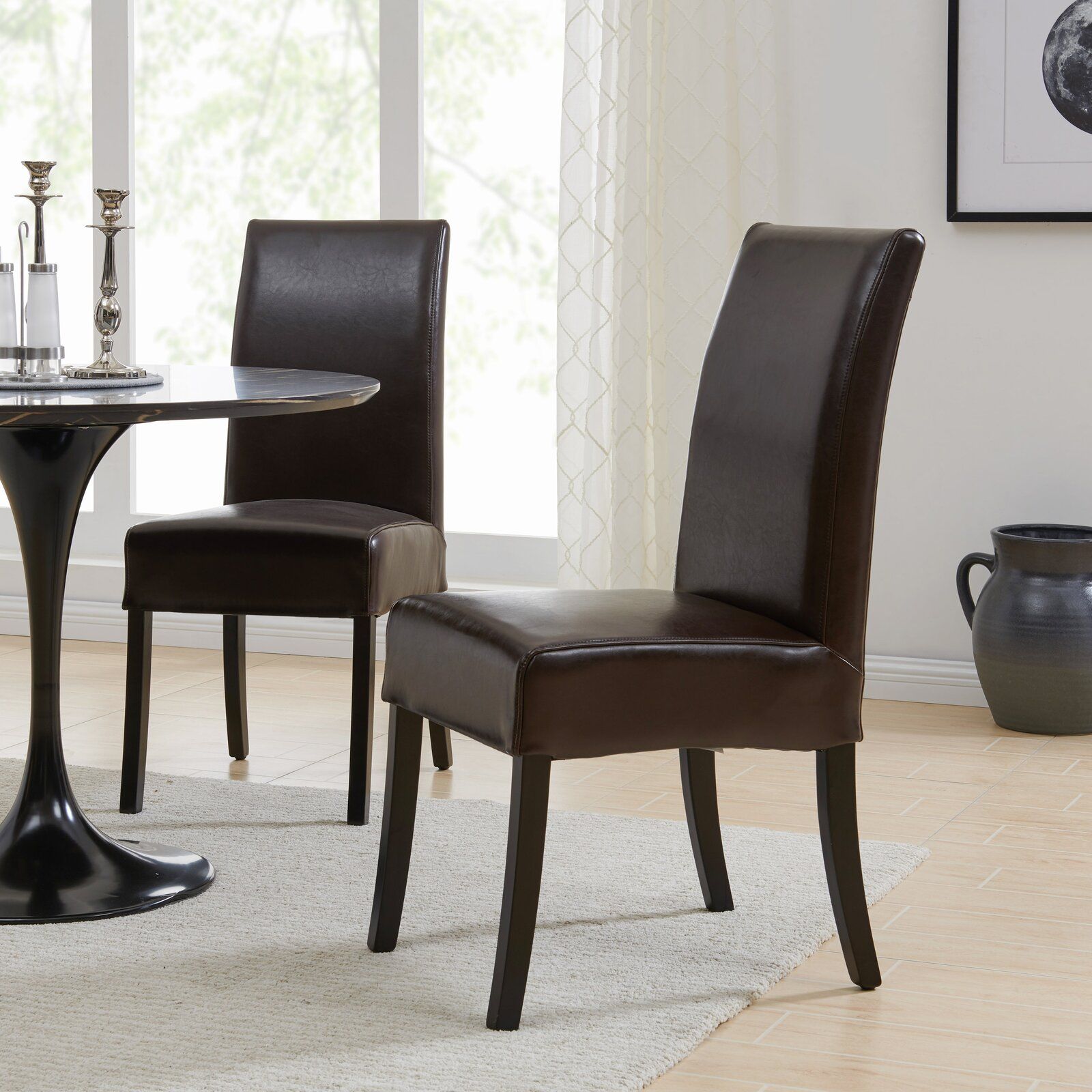 Bartram Leather Upholstered Side Chair in Black thumbnail 6