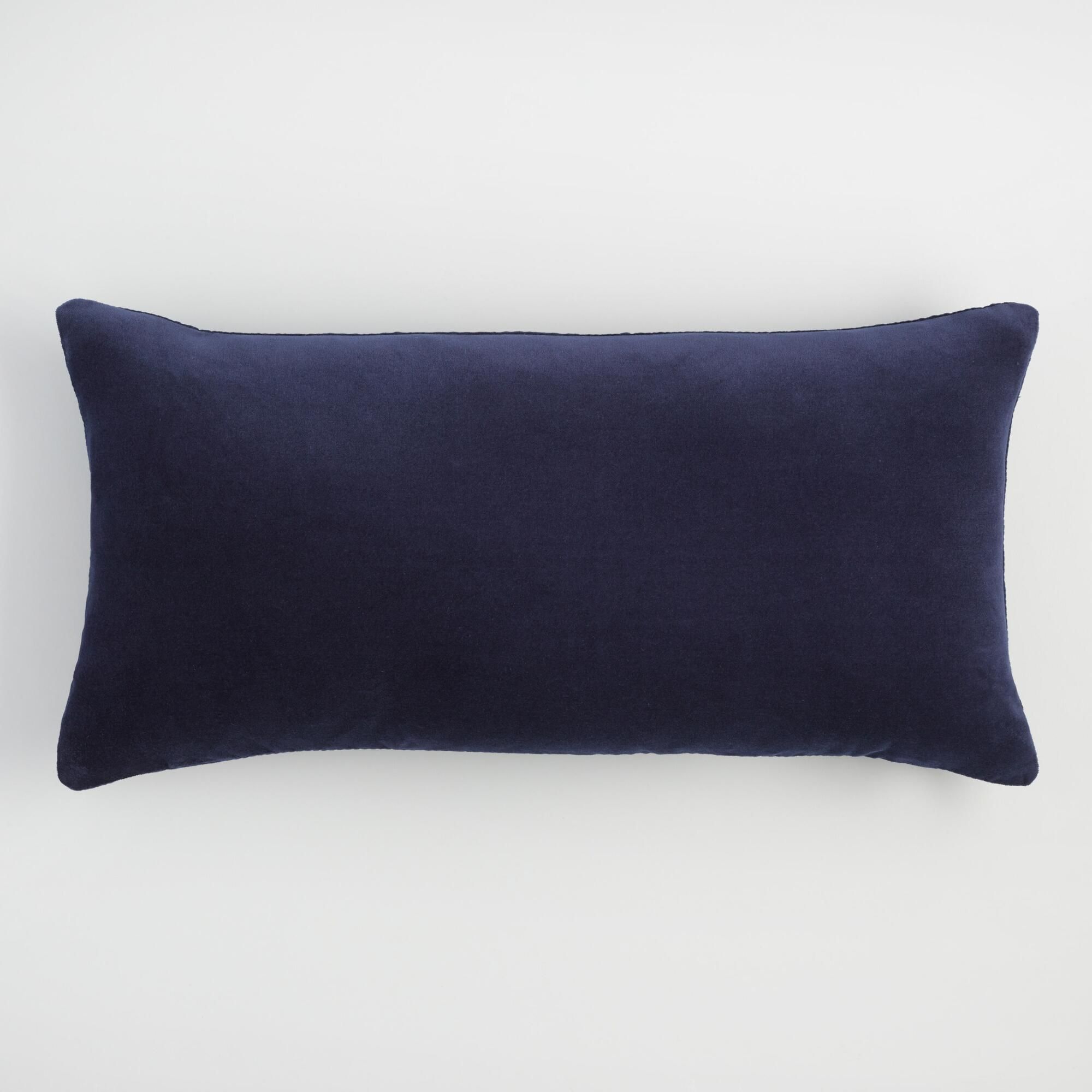 Navy Blue Velvet Lumbar Pillow — view 1
