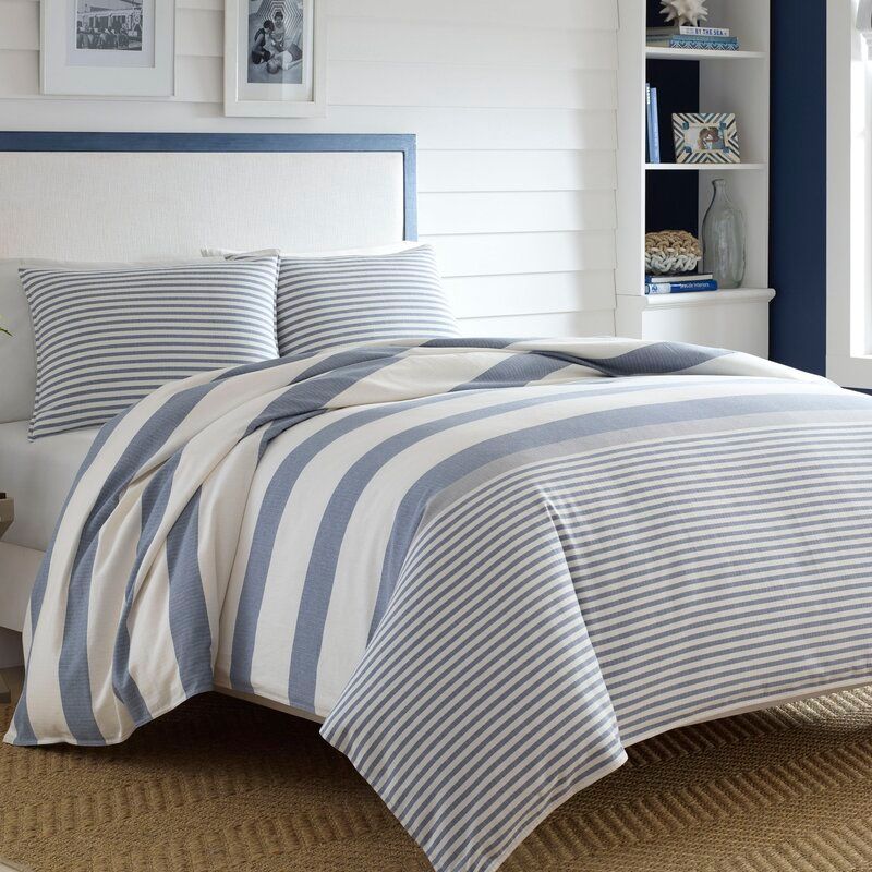 Fairwater White Blue Standard Cotton Reversiblex Coastal King Comforter Set thumbnail 2
