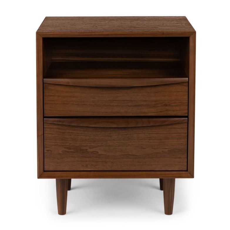 Lenia Walnut 2 Drawer Nightstand thumbnail 3