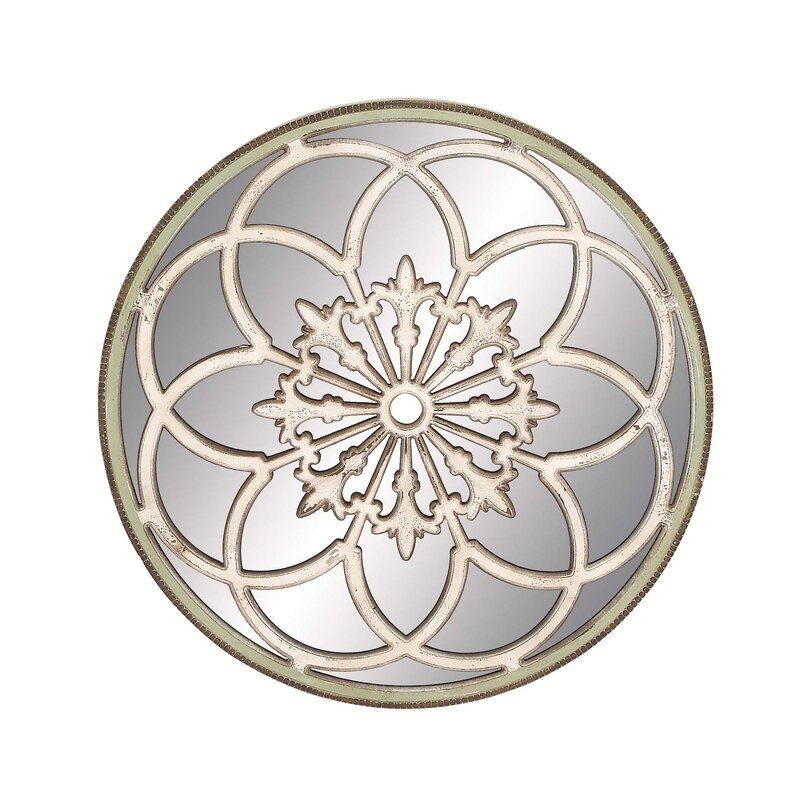 Evah Flower Medalion Wood Wall Mirror — view 1