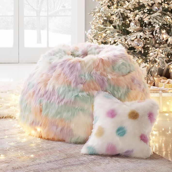 Unicorn Faux Fur Bean Bag Chair thumbnail 2