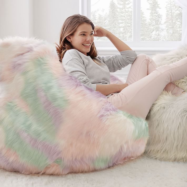 Unicorn Faux Fur Bean Bag Chair thumbnail 3