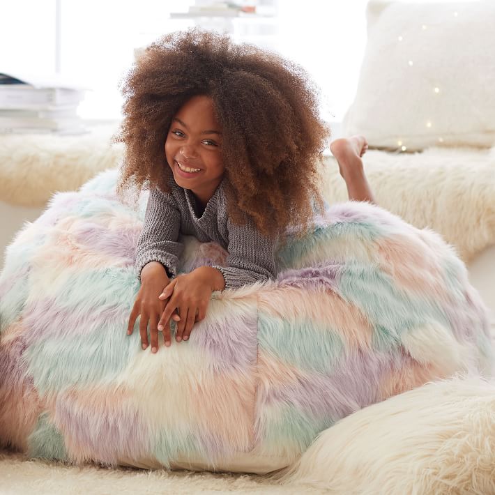 Unicorn Faux Fur Bean Bag Chair thumbnail 4