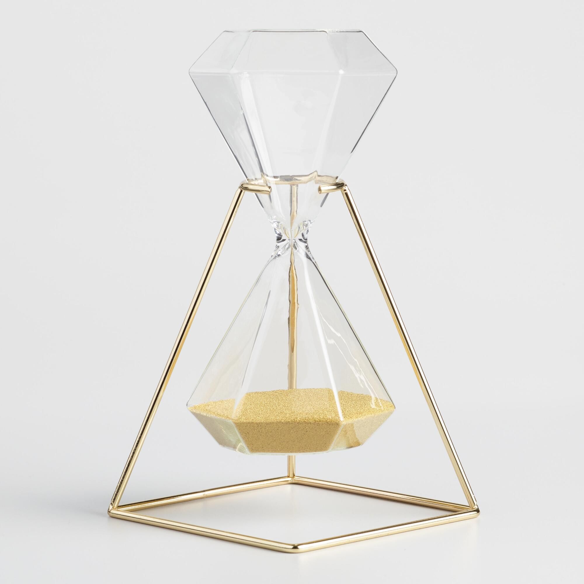Hexagonal Hourglass With Gold Stand — view 1