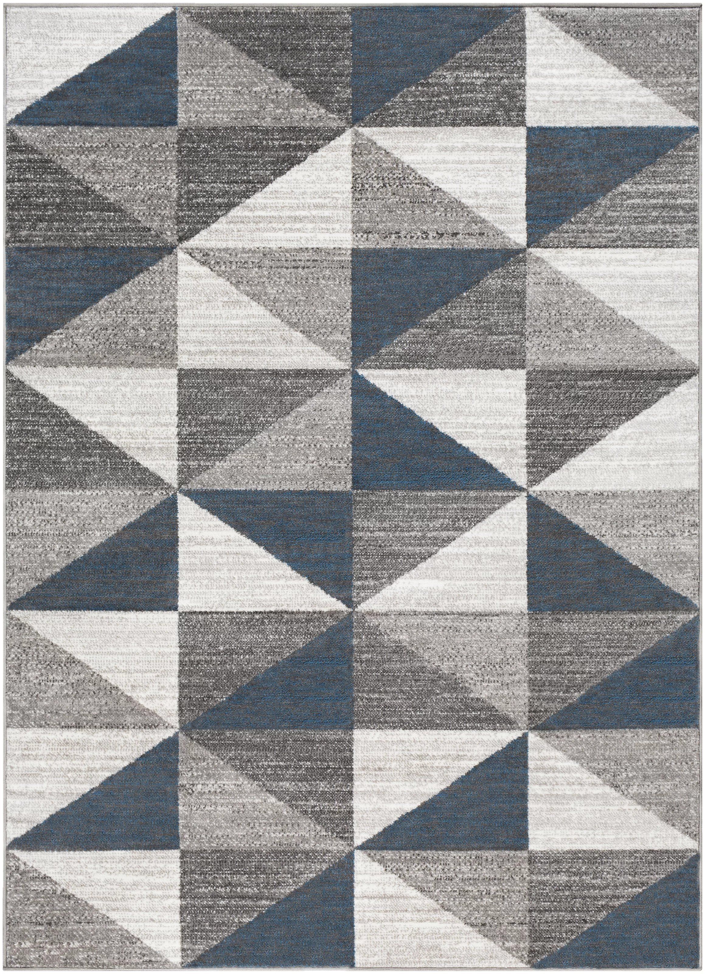Cudney Geometric Sky BlueNavy Area Rug — view 1