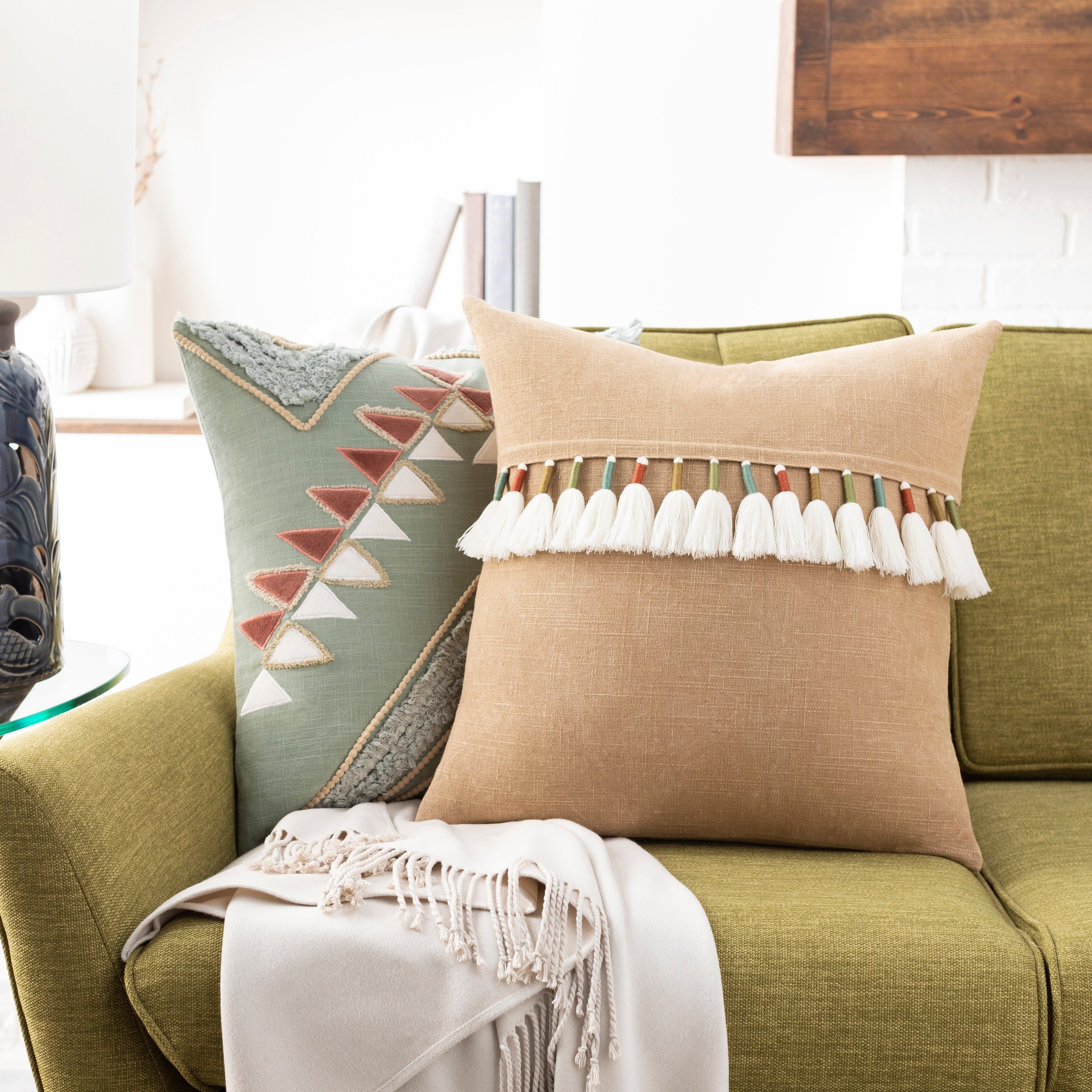 Blanche Tasseled Boho Throw Pillow No Insert-22"x22" — view 1