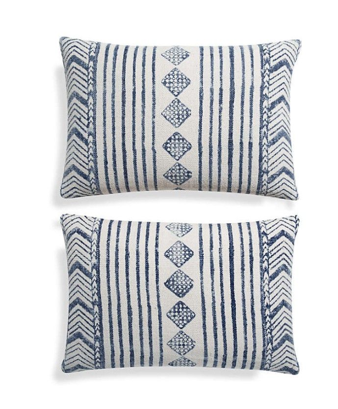 Marek Faded Blue Geometric Lumbar Pillows Set of 2 With Insert-24"x16" thumbnail 4