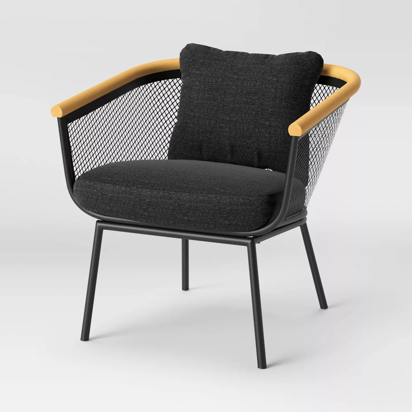 Bangor 3pc Metal Mesh  Faux Wood Patio Chat Set thumbnail 3