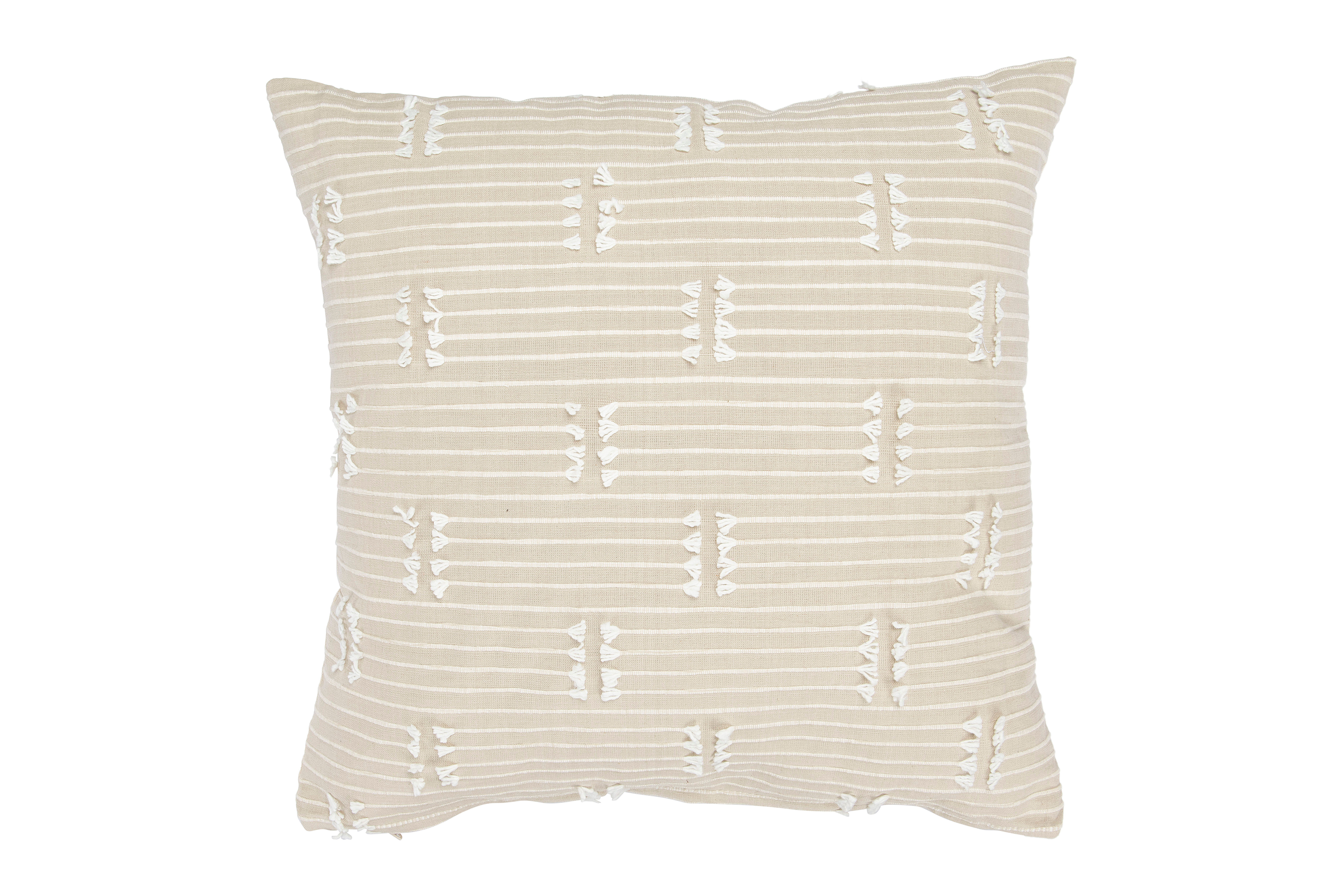 Taupe Square Cotton Woven Throw Pillow by Sprinkle Bloom No Insert- 18"x18" — view 1