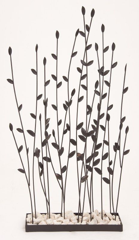 Metal Grass Sculpture with Rock Base thumbnail 2
