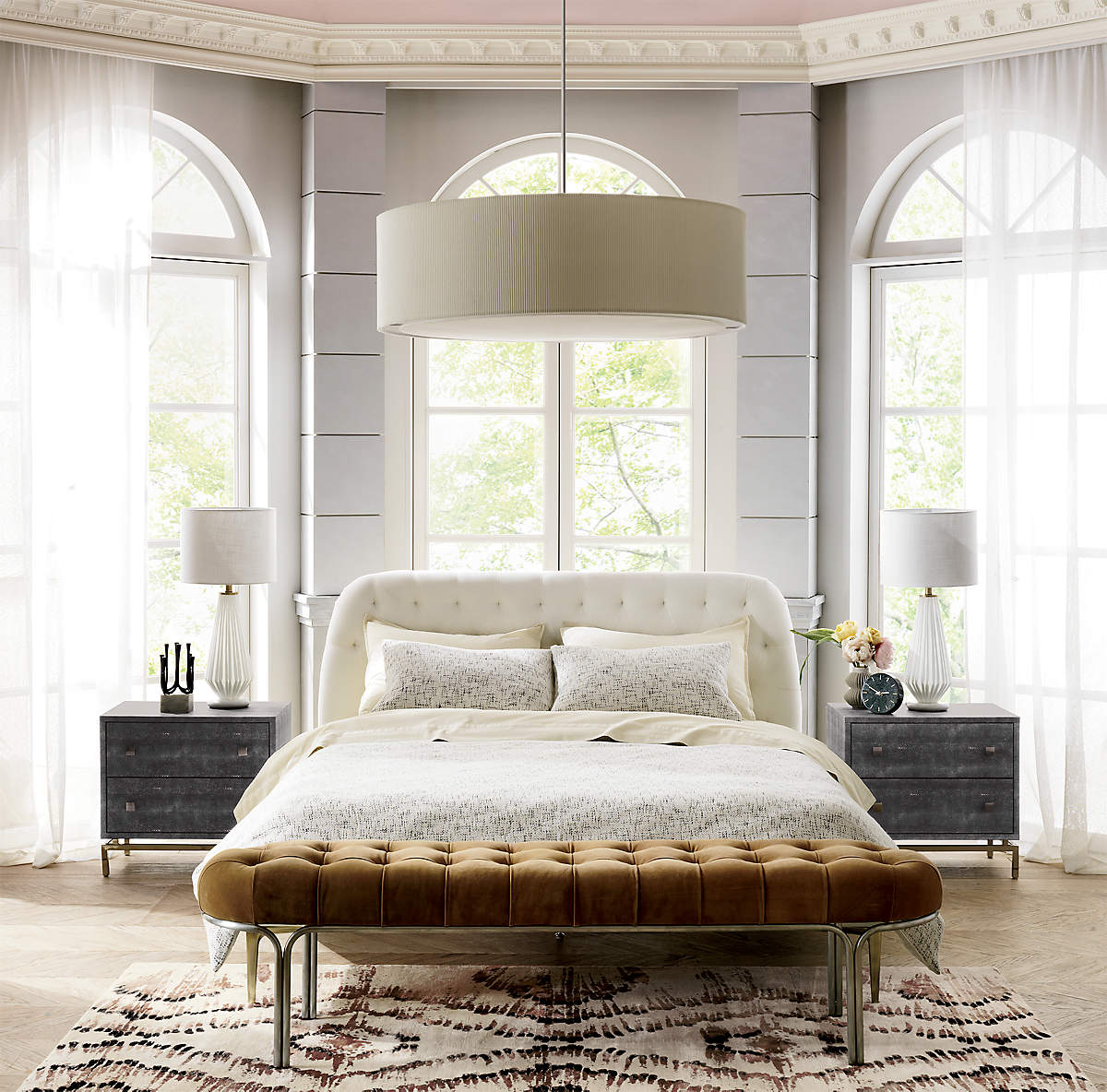 LUXEY TUFTED SUEDE BENCH thumbnail 7