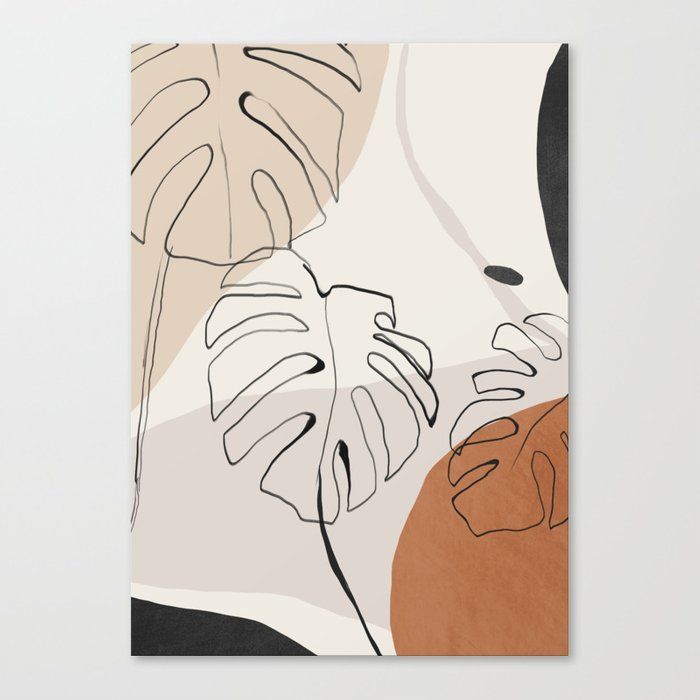 Minimal Abstract Art Monstera Canvas Print — view 1