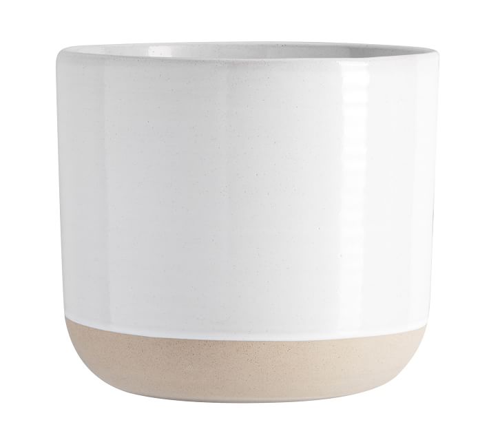 Quinn Stoneware Planter, Beige - Large — view 1