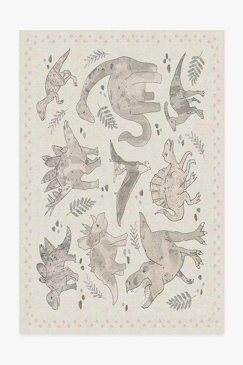 Dinosaur Parade Warm Grey Rug-6'x9' — view 1
