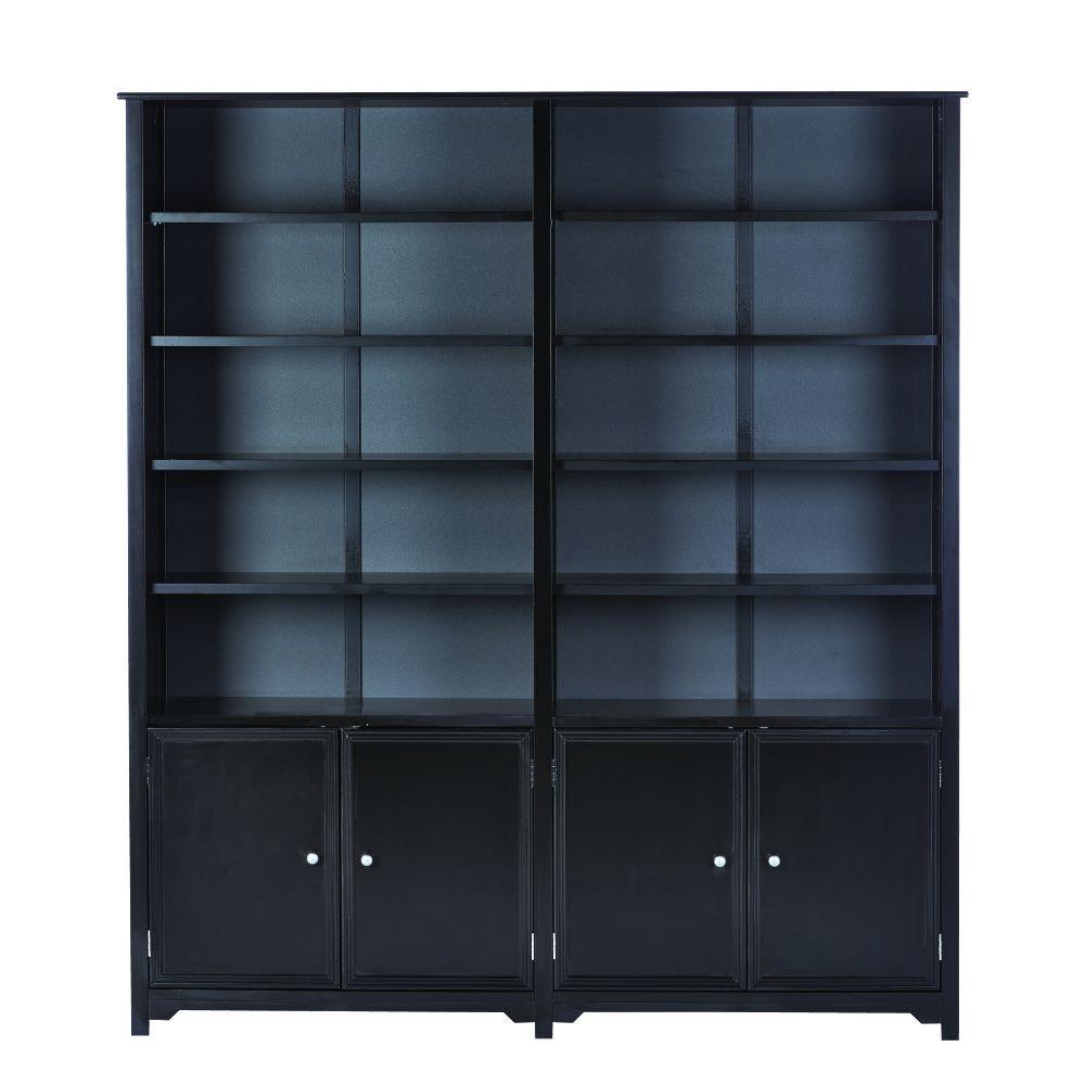 Black Wood 12 shelf Accent Bookcase with Doors — view 1