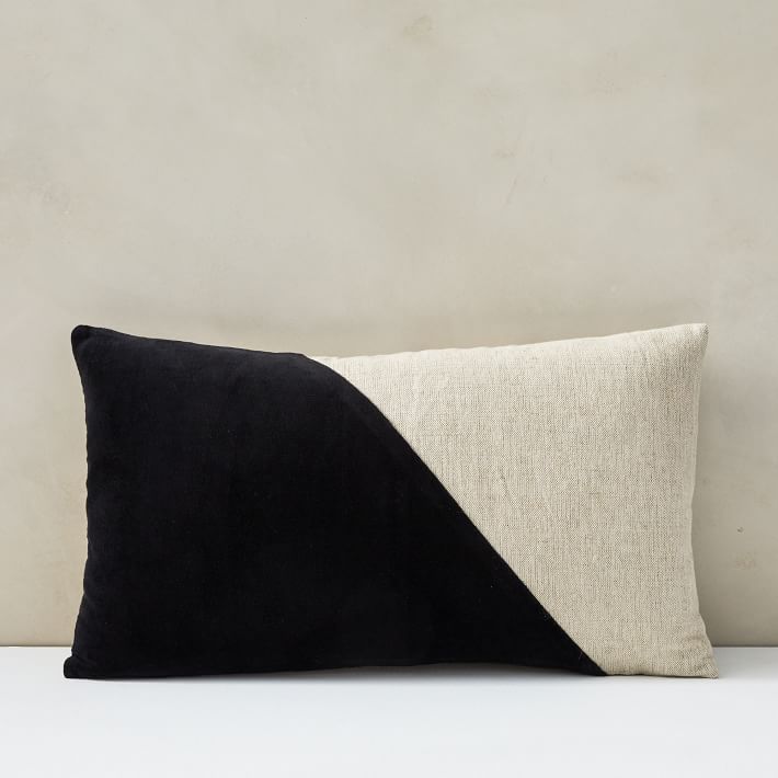 Cotton Linen Velvet Lumbar Pillow Cover No Insert-12"x12" — view 1