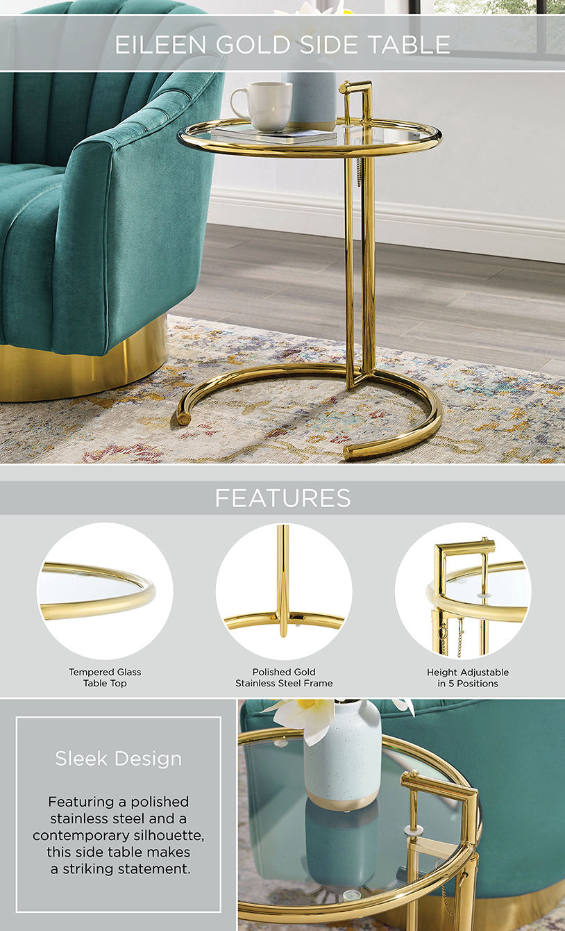 Eileen Gold Stainless Steel End Table thumbnail 4
