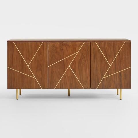 Walnut and Brass Inlay Dustin Cabinet — view 1