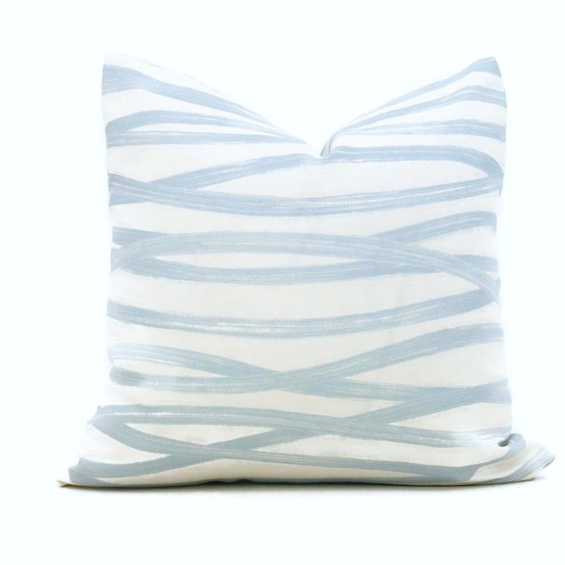 Schumacher Light Blue Brushstrokes Decorative Pillow No Insert-20"x20" — view 1