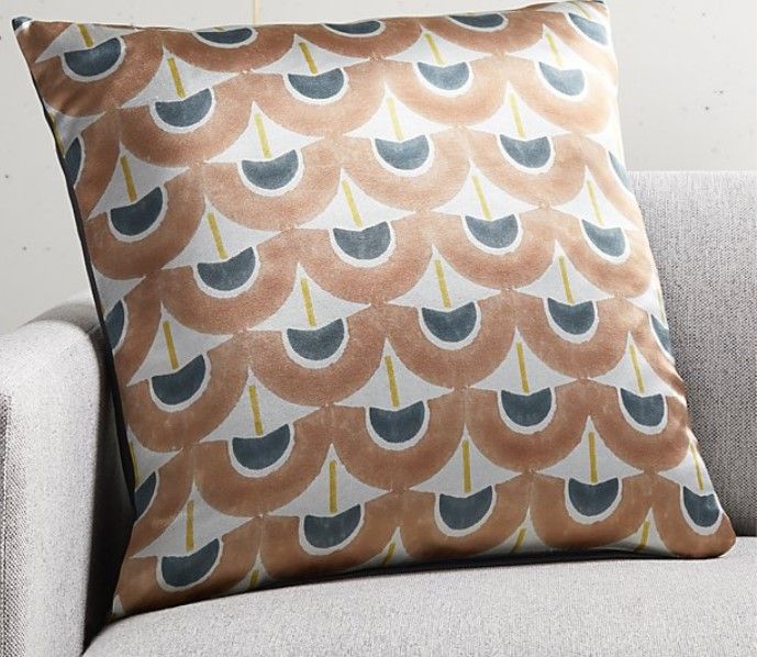 Fan Blockprint Pillow With Insert- 20"x20" thumbnail 2