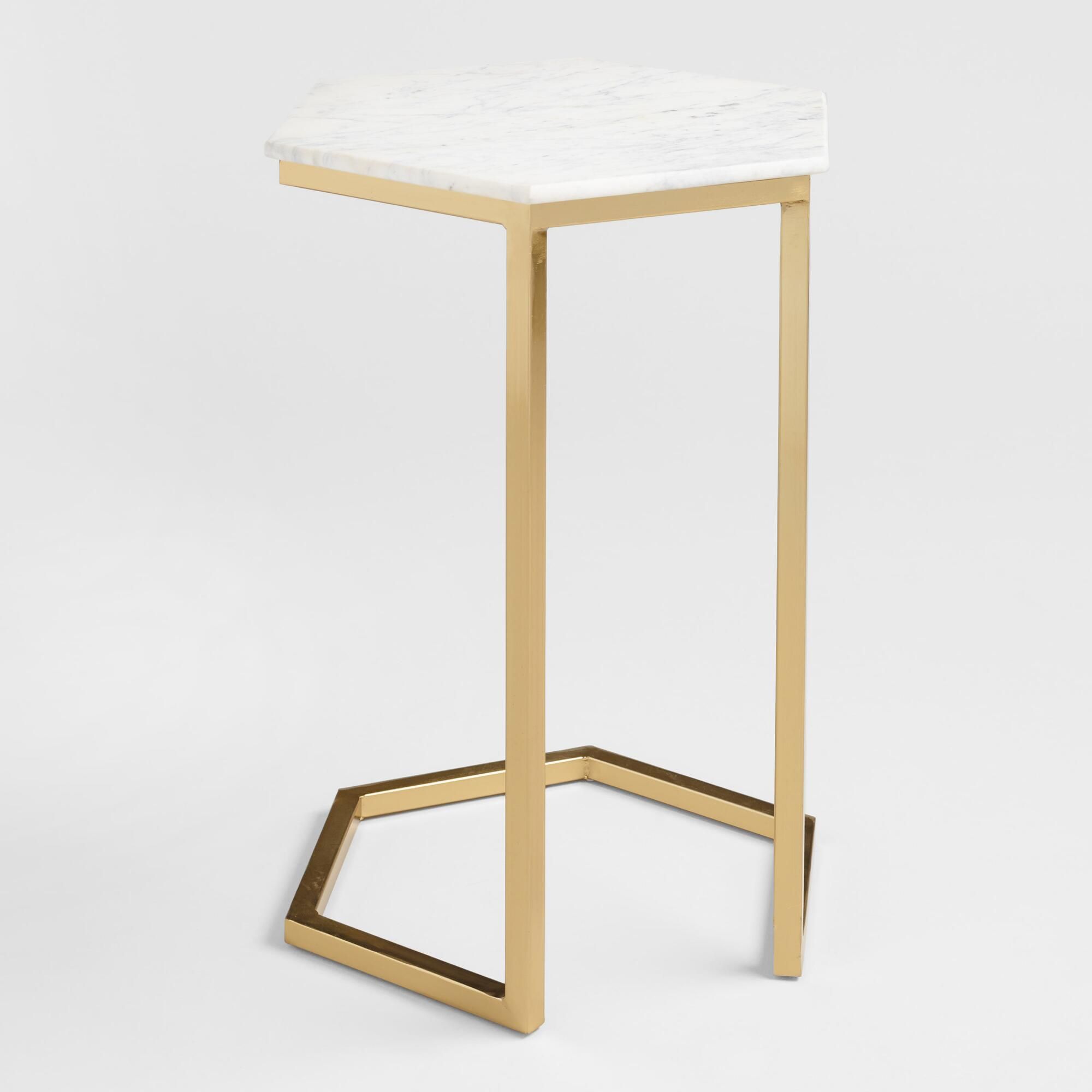 Natural Stone And Gold Metal Margaux Laptop Table — view 1