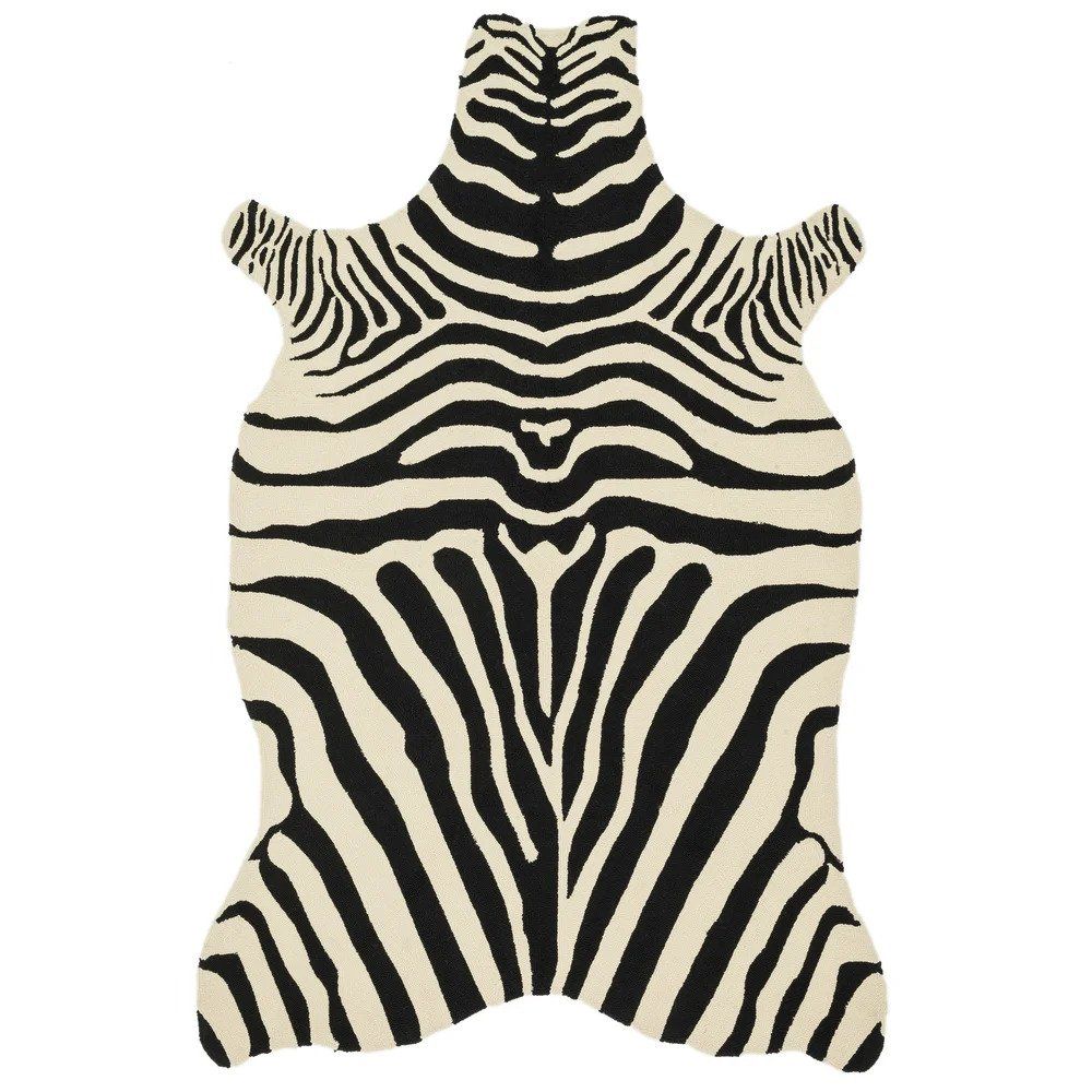 Handhooked Indoor Outdoor Zebra Patio Area Rug — view 1